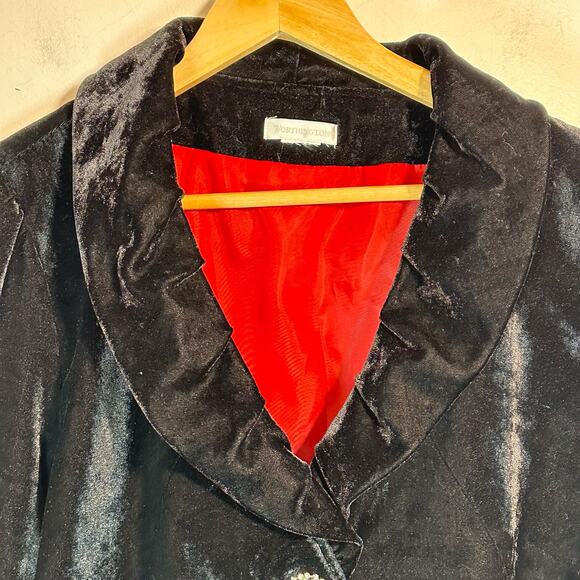 Worthington Womens Black Velvet Crop Jacket with Brooch Style Button Size L - Picture 4 of 12